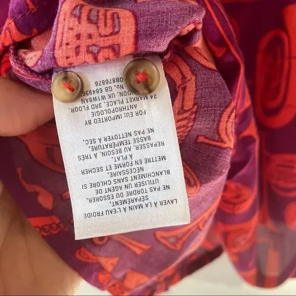 Anthropologie Toot Your Horn 22 of 52 Conversations Instrumet Shirt Blouse 2 XS - Picture 8 of 9